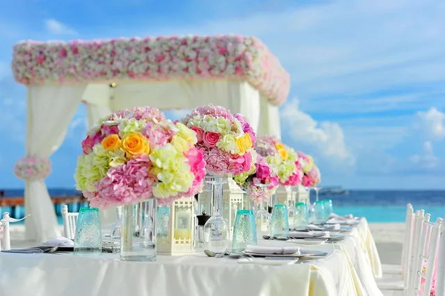 beach, wedding, reception, table setting, centerpieces, flower vases, beautiful flowers, event, beach wedding, wedding photography, wedding preparations, bunch of flowers, celebration, nature, chairs, flower background, decorations, flowers, sea, summer, table, flower wallpaper, table set-up, tropical, wedding setup, gazebo. Event planning companies by service type