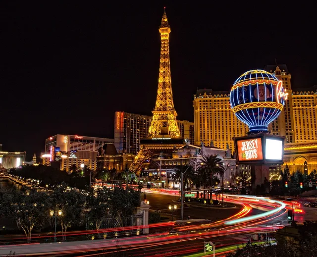 las vegas, eiffel tower, buildings, architecture, illuminated, city lights, motion blur, long exposure, casino, city, cityscape, downtown, night, gambling, hotel, usa, night photography, las vegas, las vegas, las vegas, las vegas, las vegas, casino, casino, hotel. How US sales tax and hotel taxes shape conference organizer budgets