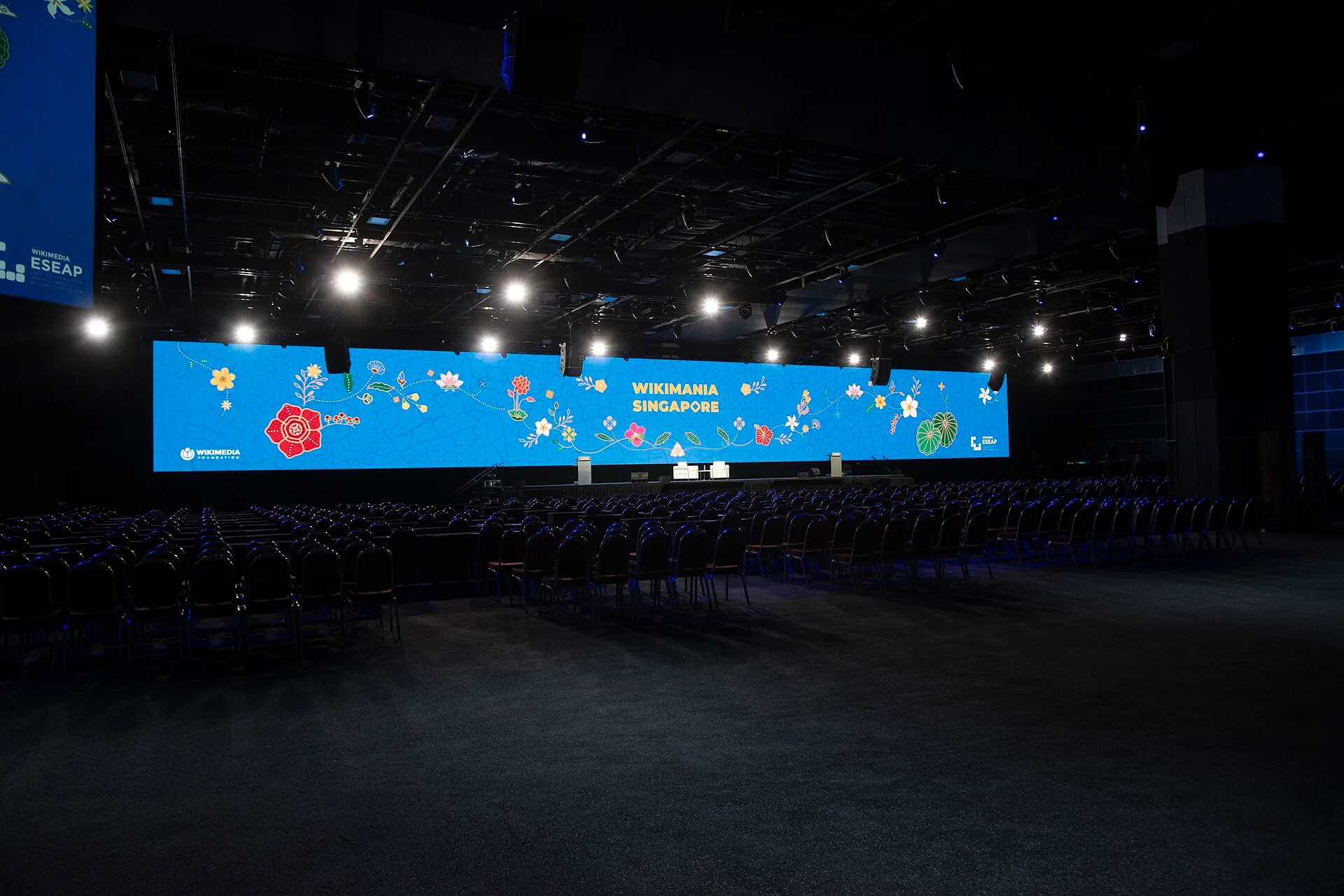 Wikimania 2023 pre-conference 15 August 2023, Plenary hall – main hall – 401-402 being setup. GST/HST on Conference Venue Costs: Location and ITCs